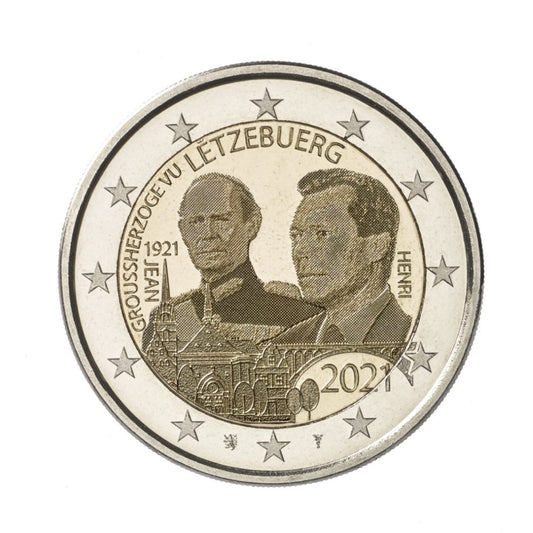 Lussemburgo 2€ 100 anni di nascita del Granduca Jean 2021 (versione ologramma)
